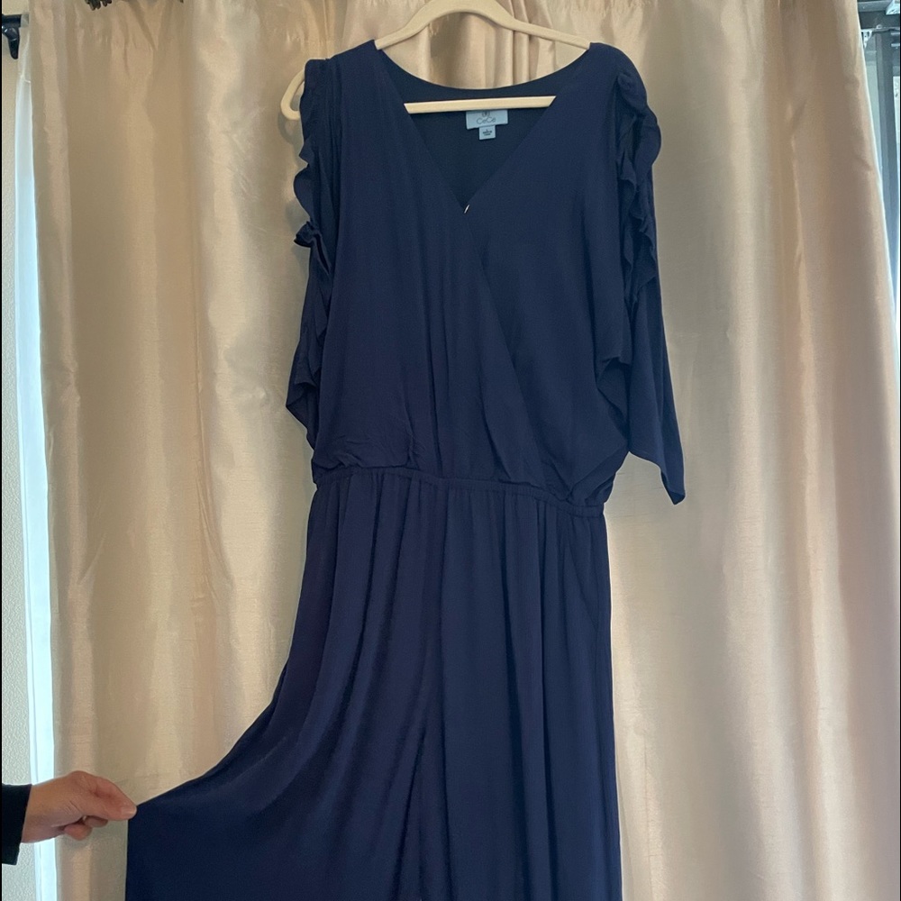 CeCe ruffle sleeve wide leg jumpsuit